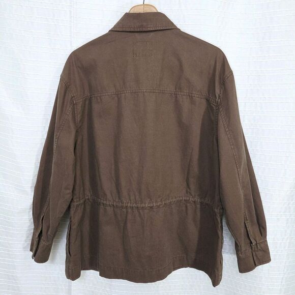 Old Navy Utility Field Jacket Women’s S/M Brown Cinchable Waist Zip/Snap - Picture 10 of 11